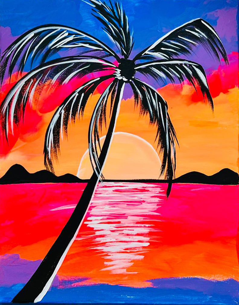 8.1.26 Tropical Sunset Silhouette Painting Workshop at The Urban Oak Grill and Bar