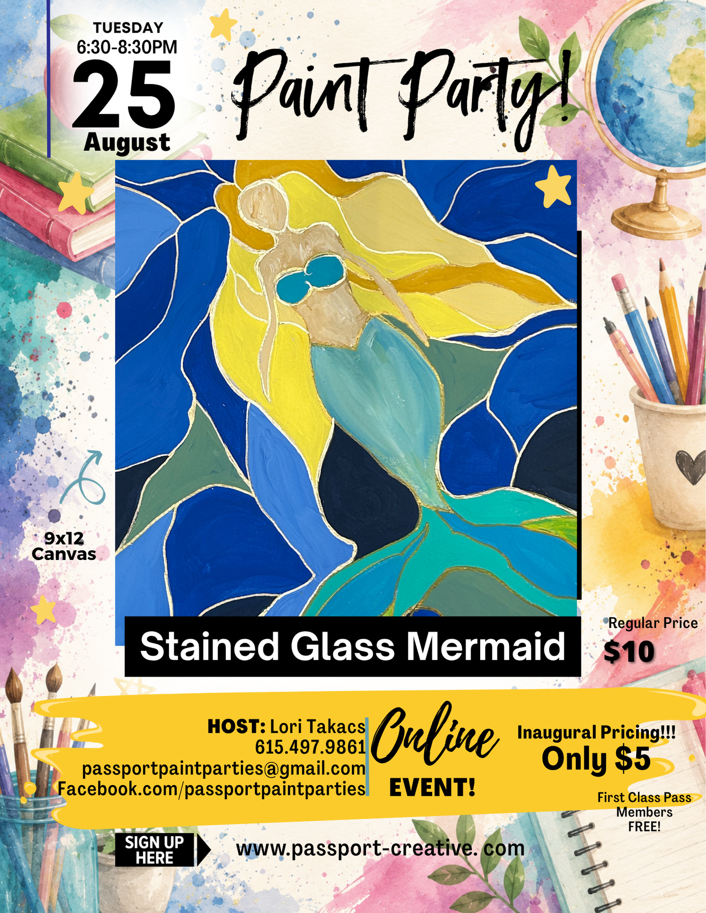 Online Paint Party - Stained Glass Mermaid